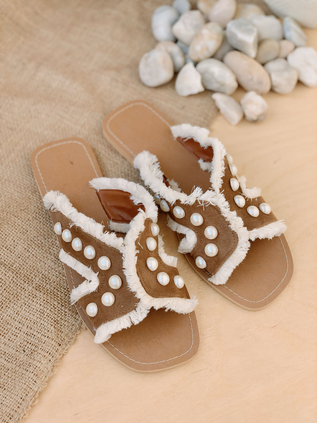 Handmade pearly slipper